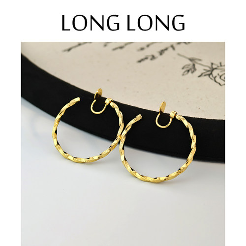 LONGLONG冷淡风可旋转圈圈耳环