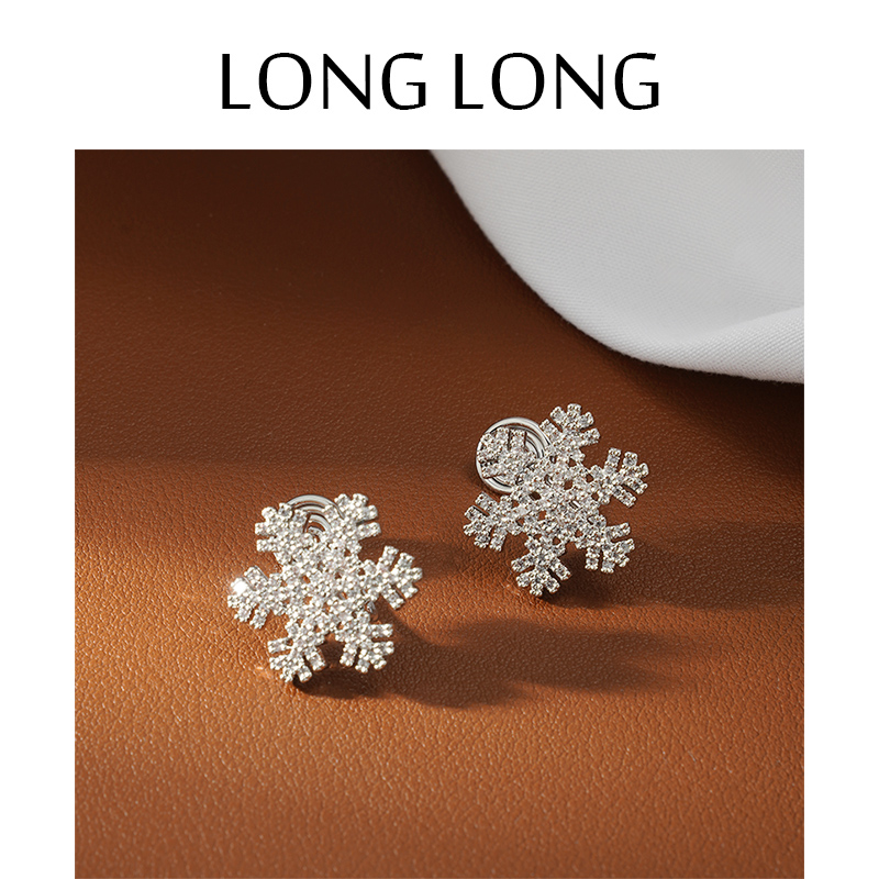 LONGLONG精致满钻雪花耳夹