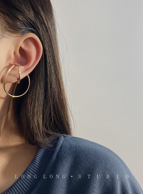 耳夹无耳洞耳饰女耳挂式耳骨夹耳环一体式个性简约冷淡风气质网红
