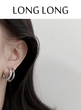 蚊香盘耳圈耳夹无耳洞女气质高级感冷淡风镶钻耳环小众设计简约