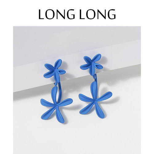 LONGLONG克莱因蓝显白栀子花耳夹