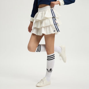 Adidas阿迪达斯三叶草蛋糕裙女2025玛丽猫联名款运动半身裙KE6654
