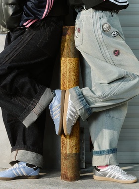 Adidas阿迪达斯情人节男女同款运动休闲纯棉牛仔长裤KT6366KT6365