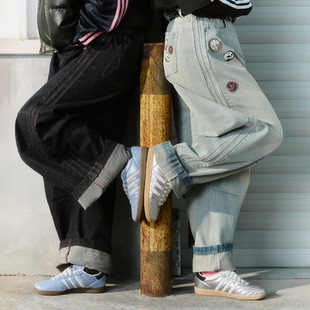 Adidas阿迪达斯情人节男女同款运动休闲纯棉牛仔长裤KT6366KT6365