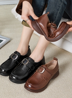 春季新款牛皮橡胶防滑大底，魔术贴乐福女鞋  时尚饰扣、 109887