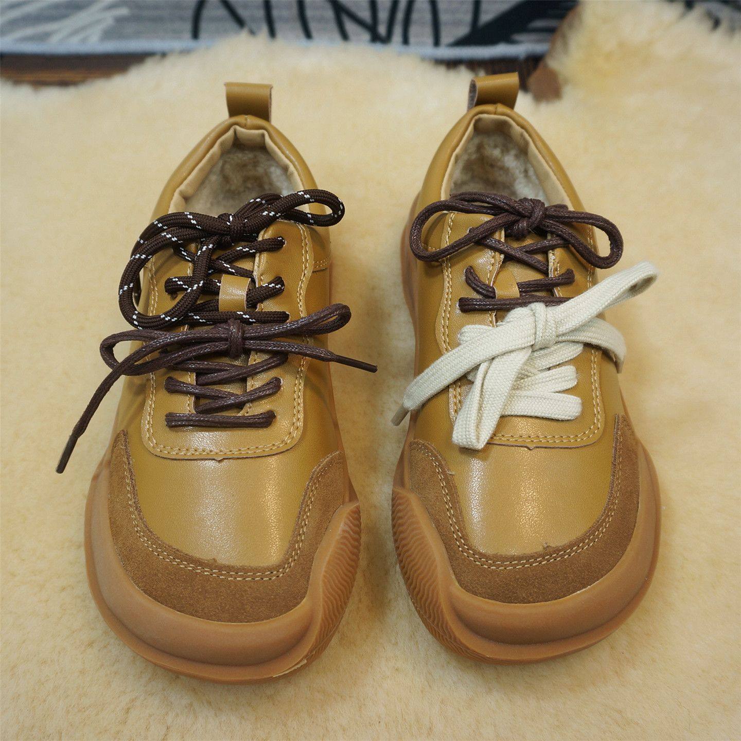 95-1真皮牛皮羊毛女士休闲鞋系带平跟橡胶底冬季保暖女靴,女鞋,时尚休闲鞋,淘宝优惠券,粉丝福利购,淘宝优惠卷