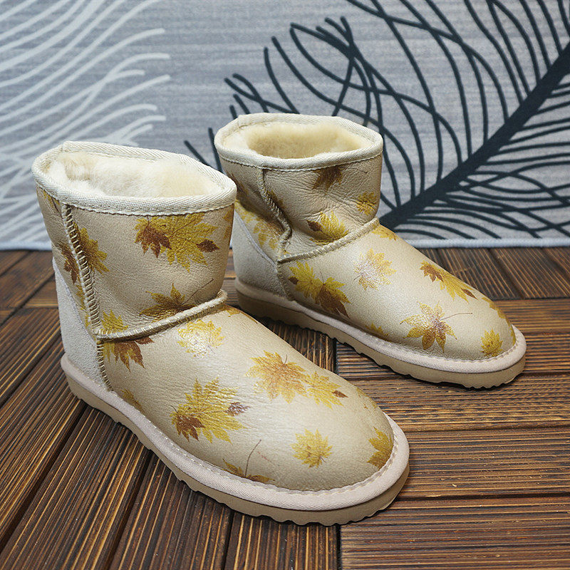 93-2微瑕处理（看说明）冬季新款真皮羊皮毛一体雪地靴 短筒靴