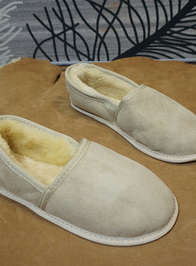 91-6家居鞋 真皮羊毛鞋  平跟软底男女情侣款 保暖毛毛鞋