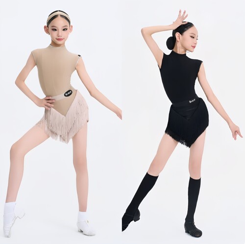 WAVE未午夏季新款拉丁舞蹈服女童日常练功服儿童练习服表演演出服