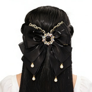 新款蝴蝶结流光纱半扎全扎发夹头饰头花头发夹发圈头绳扎头发抓夹