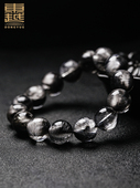 东越天然黑银钛水晶手链猫眼男女单圈多圈黑白银钛晶珍藏水晶手串