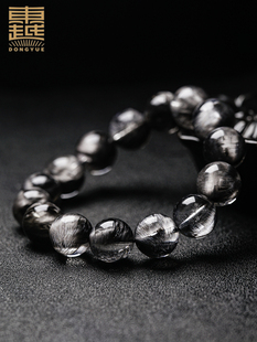东越天然黑银钛水晶手链猫眼男女单圈多圈黑白银钛晶珍藏水晶手串