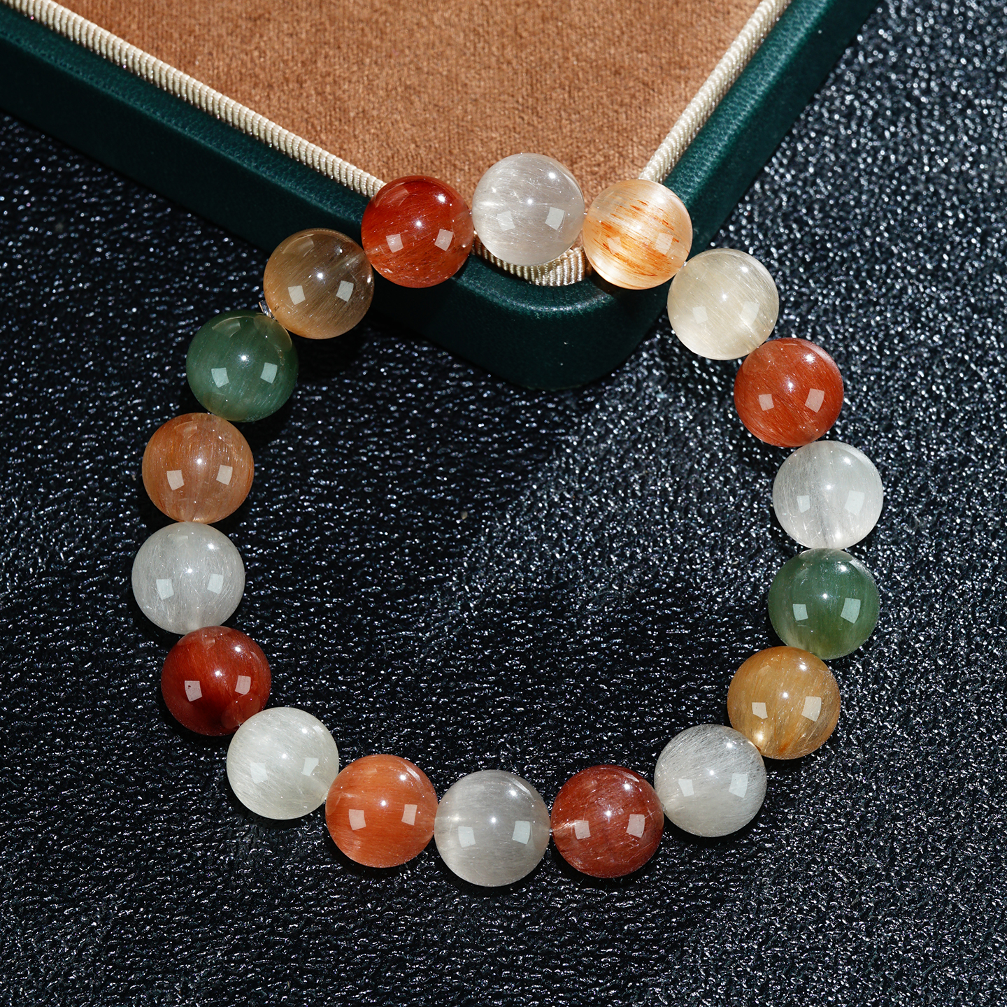 天然彩兔毛手链粉兔毛发晶手串白发晶红发晶猫眼石绿发晶男女手链