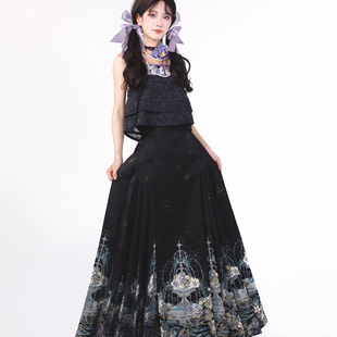 明制汉服新中式 黑色马面裙女国风日常可穿2025新款 灵愿泉 月渺镜