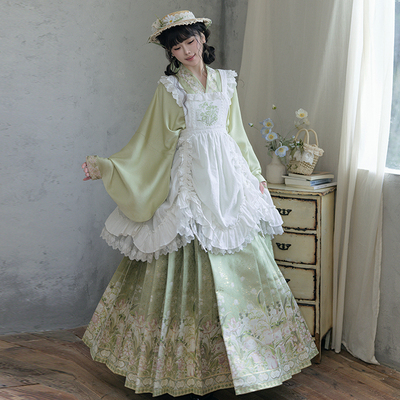 三生都【铃兰兔】原创绿色明制织金妆花马面裙汉服少女风新中式