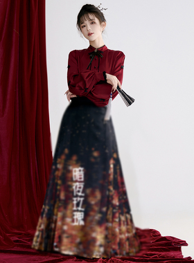 春书肆【暗夜玫瑰】原创汉服半身裙马面裙仿妆花织锦缎双经轴工艺