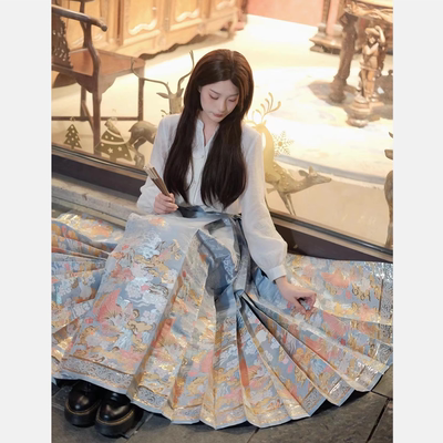 醉雨朵小金鱼明制仿妆花织金马面裙汉服女2026新款春秋日常套装