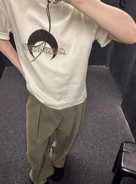 LSM高端定制-26年夏上新立体字母月亮图案宽松圆领短袖T恤