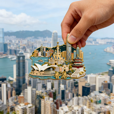 香港文创金属磁吸冰箱贴文创维多利亚港周边纪念品伴手礼送朋友