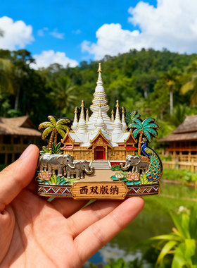 云南西双版纳金属冰箱贴磁贴2025新款旅游文创磁吸展示板纪念品