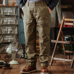 靛海 重磅美式咔叽多口袋休闲工装裤 复古抗撕裂丛林布飞行员长裤