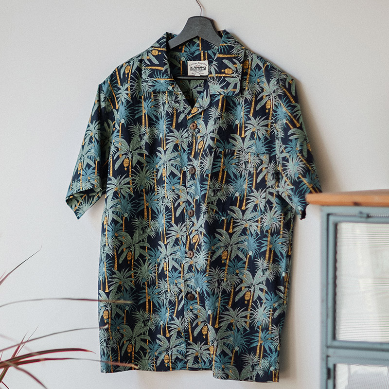 复古夏威夷古巴领冰丝短袖衬衫