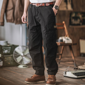 阿美咔叽纯棉水洗宽松军旅工装 裤 男美式 靛海 复古多袋休闲长裤 M65