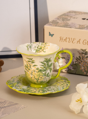 铃兰咖啡杯繁花似锦精致高级陶瓷杯下午茶套装家用马克杯咖啡杯