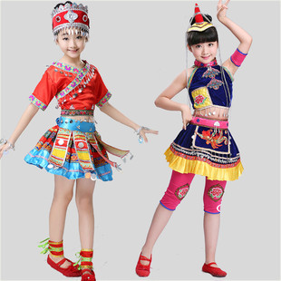 苗服装少数民族服装女广西彝族服装女新款儿童民族风夏云南演出服