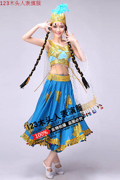 西域风情舞蹈演出民族服装女装新疆维族舞蹈表演服丰收时节表演服