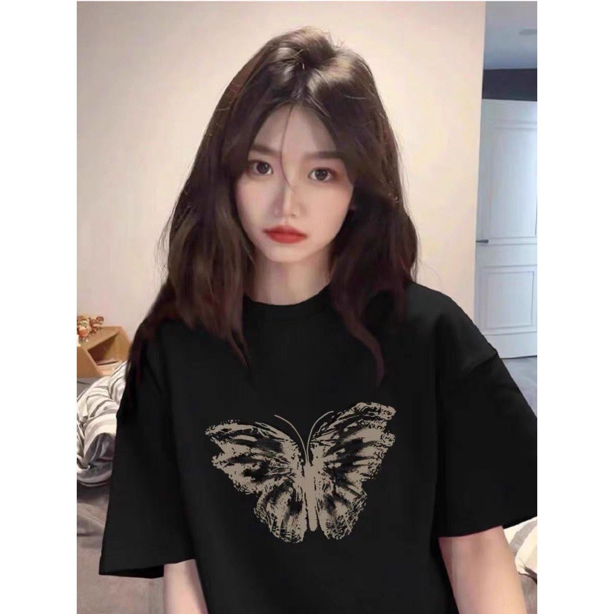 纯棉短袖t恤女2024新款爆款夏季美式设计感小众上衣宽松显瘦半袖,女装/女士精品,T恤,淘宝优惠券,粉丝福利购,淘宝优惠卷