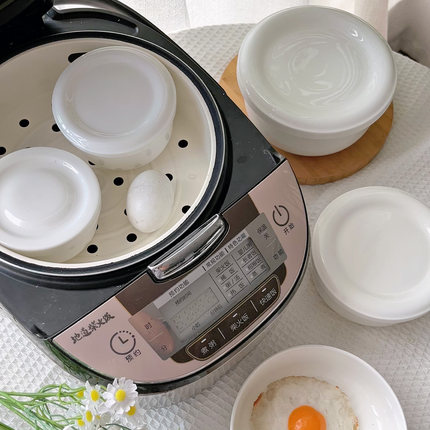 釉下彩食品级带盖蒸碗骨瓷蒸蛋专用碗婴儿辅食小碗陶瓷微波炉饭盒