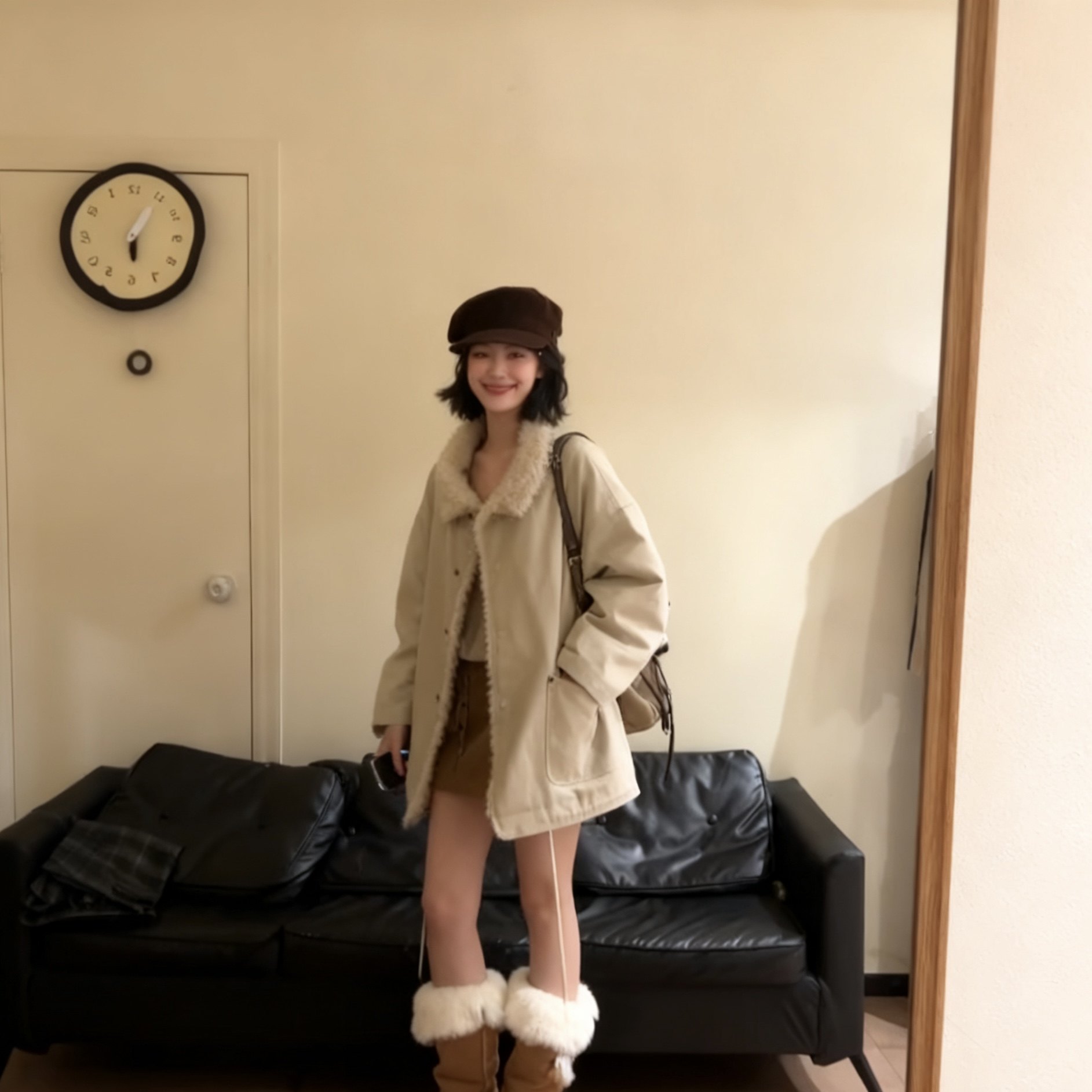 拉夏贝尔毛翻领袖子夹棉加绒外套女工装派克服夹棉厚款防风棉服冬,女装/女士精品,派克服,淘宝优惠券,粉丝福利购,淘宝优惠卷