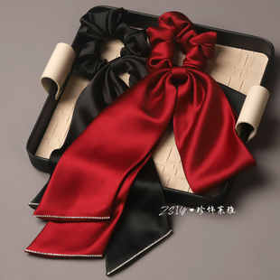 新款法式飘带发圈头绳公主风高级缎面大肠圈蝴蝶结发饰发绳头饰品