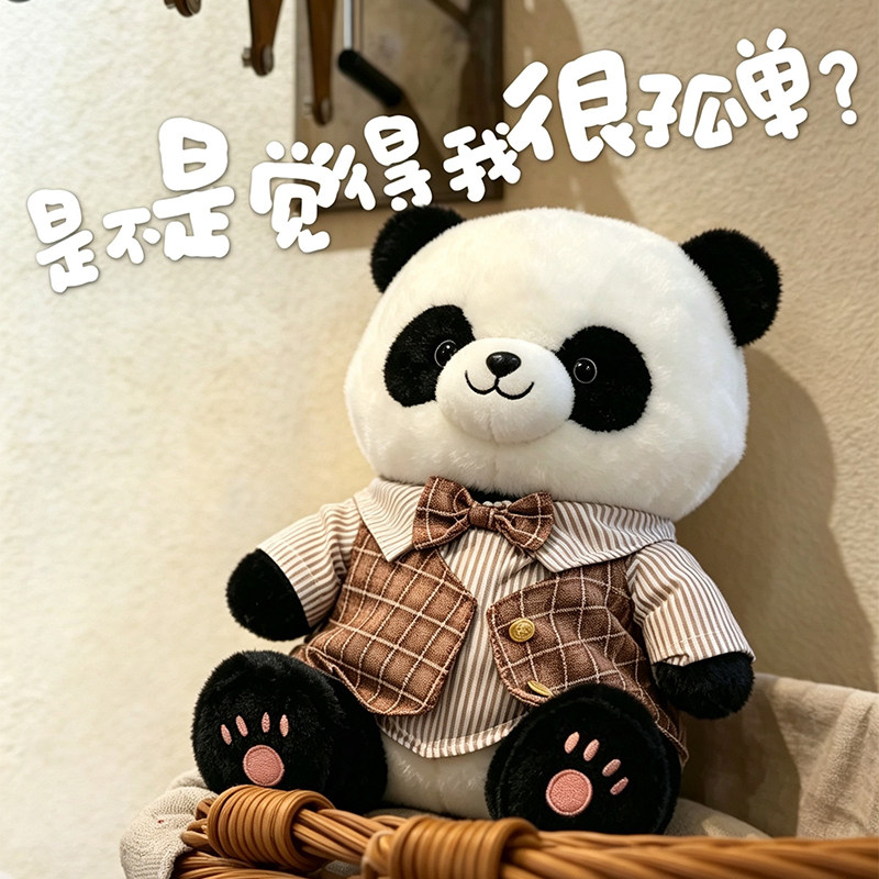 可爱礼服马甲熊猫公仔毛绒玩具