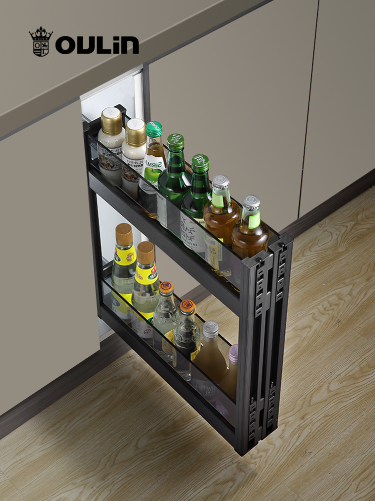 欧林窄柜拉篮调味料拉篮厨房柜超窄拉出柜调味料侧装拉出篮抽屉型