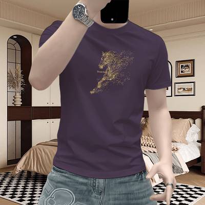 潮牌短袖T恤修身型男修身印花圆领凉感百搭潮流上衣