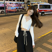 针织外套春秋上衣 2019夏修身 短款 长袖 女 skishop外搭开衫 毛衣薄款