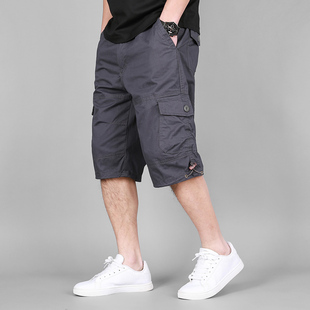 薄款 宽松直筒工装 短裤 五分裤 马裤 夏季 多口袋纯棉休闲运动中裤 男士