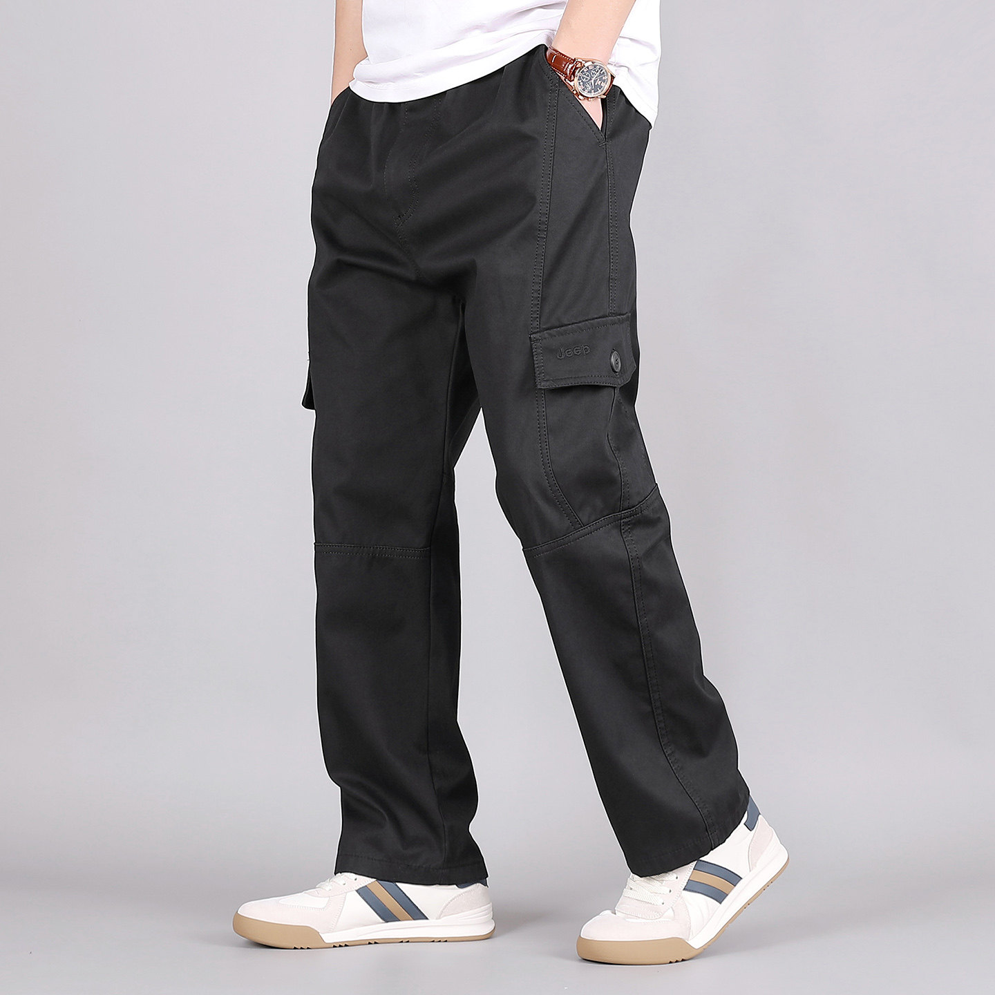 2025秋季厚款新款纯色男士宽松休闲直筒九分裤运动耐磨春秋工装裤,男装,休闲裤,淘宝优惠券,粉丝福利购,淘宝优惠卷