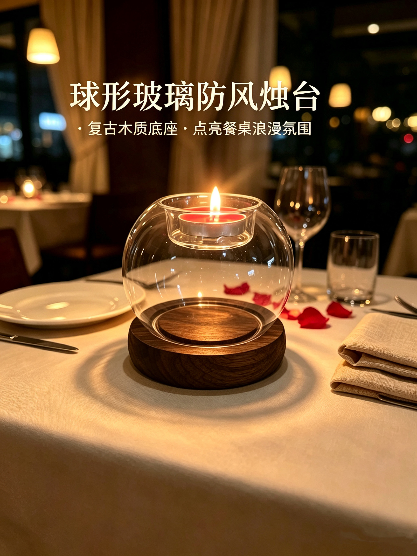 透明耐热玻璃烛台欧式玻璃圆形烛台居家装饰摆件