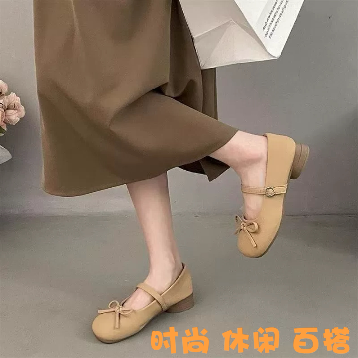 2026夏季玛丽珍女鞋软底复古蝴蝶结平底鞋百搭通勤学生浅口单鞋