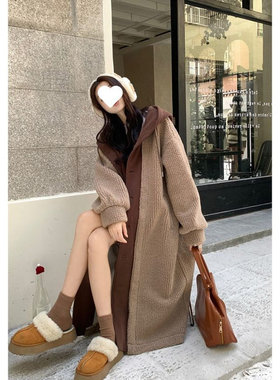 假两件连帽棉服外套女装冬季韩版