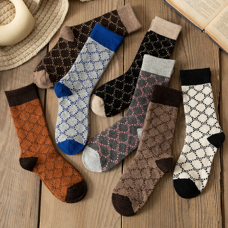 羊毛长袜子女中筒袜网红街拍潮秋冬季加厚保暖ins韩国冬天堆堆袜