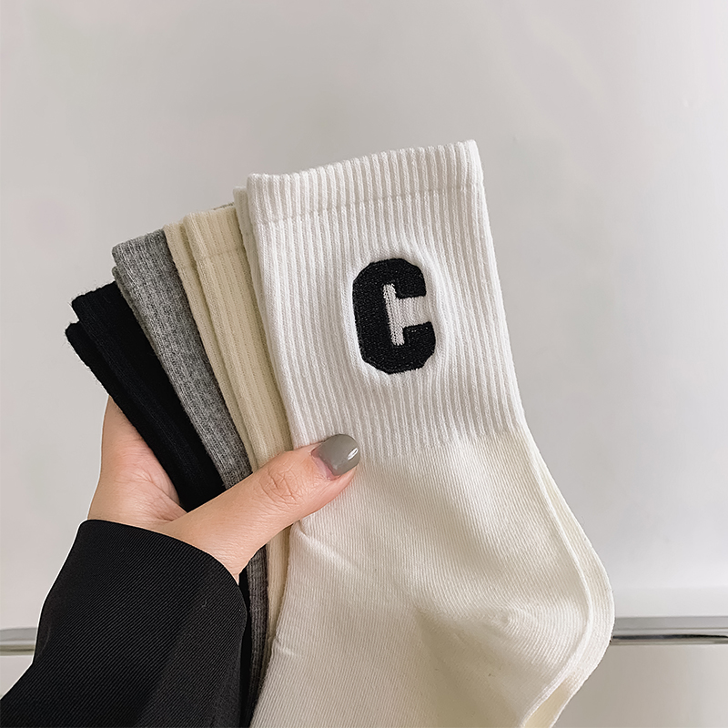 中筒袜纯棉透气吸汗女士