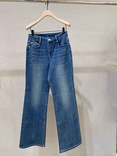 底抓毛MBE4JEN018 天丝木棉厚实中高腰直筒牛仔裤 正品 2025冬新品