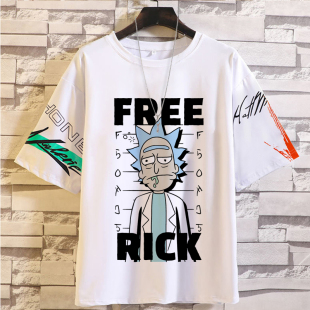 宽松休闲衣服 动漫周边潮牌百搭半袖 瑞克和莫蒂联名短袖 T恤男新款