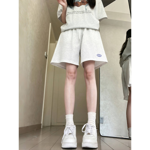 运动短裤女高腰阔腿宽松