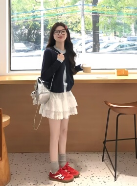 白色蕾丝蛋糕短裙女夏季少女法式高腰显瘦花边a字芭蕾蓬蓬半身裙