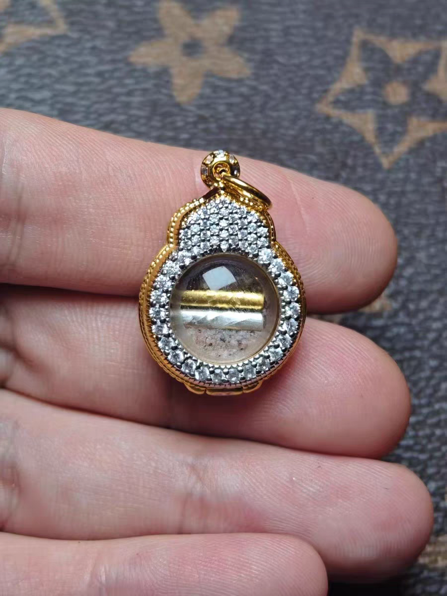 泰国佛牌思凡金银双管项链吊坠意大意镶钻外壳泰式特色